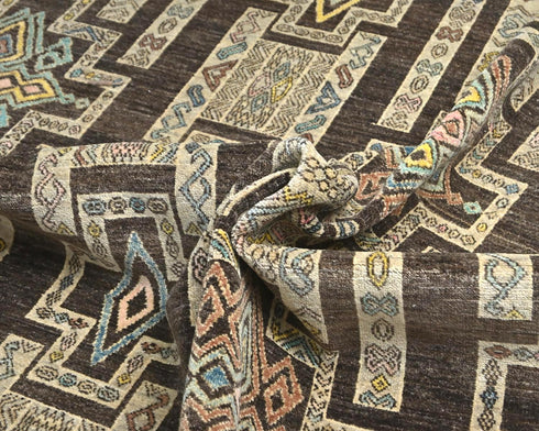 9x12 Zeigler Brown Afghan Hand Knotted Wool Area Rug